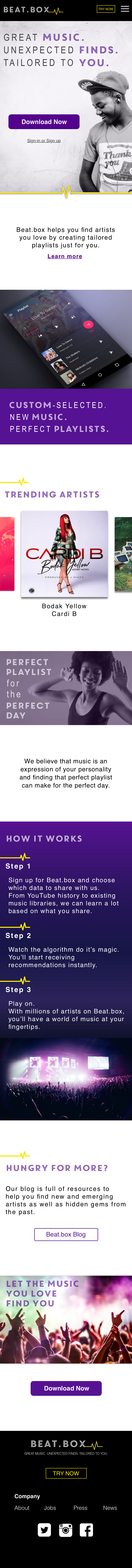 Beat.box landing page