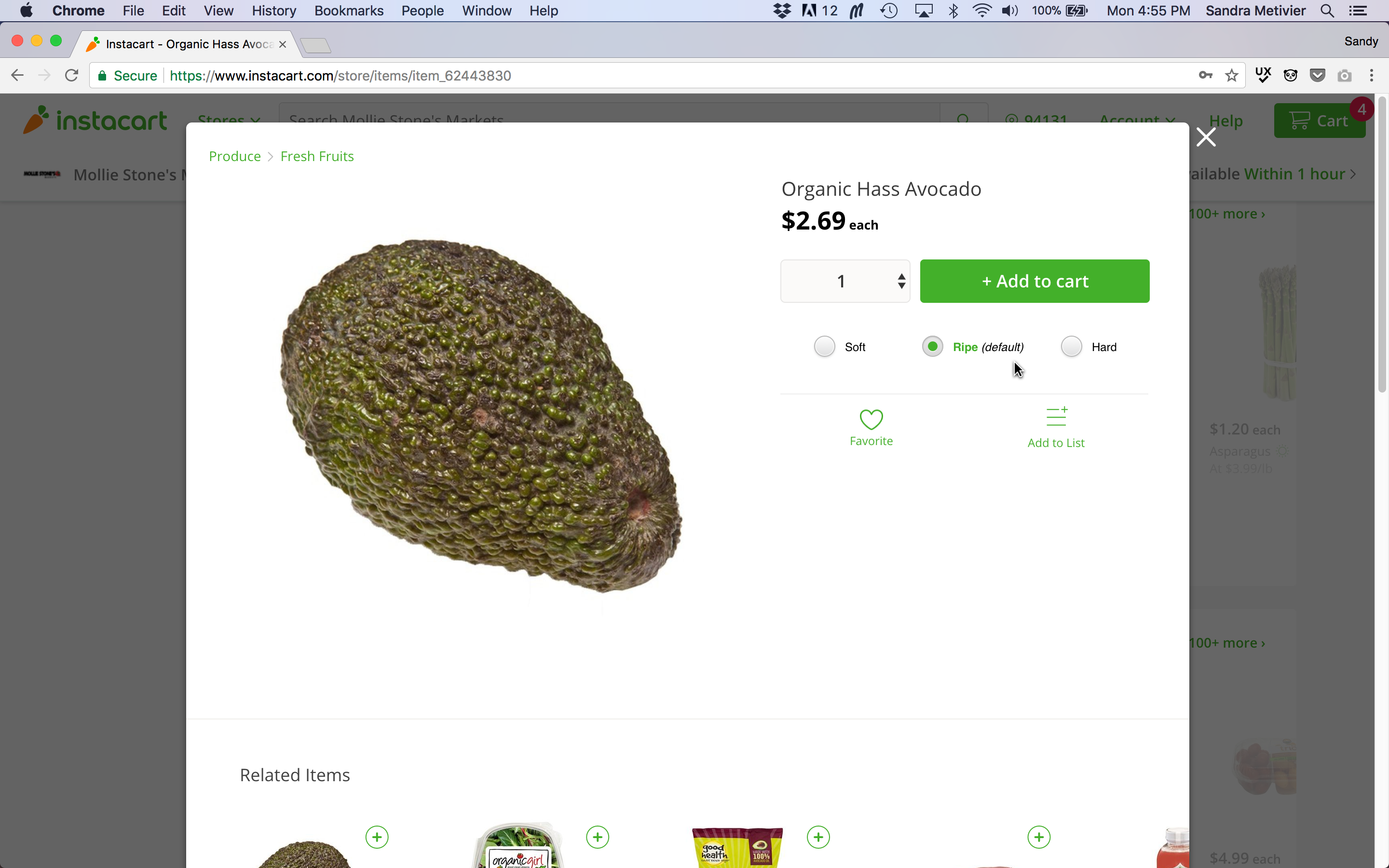 add item screen